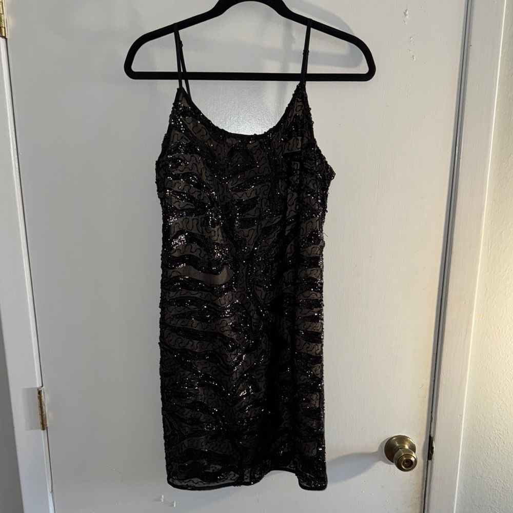 Black Sequin Strappy Dress